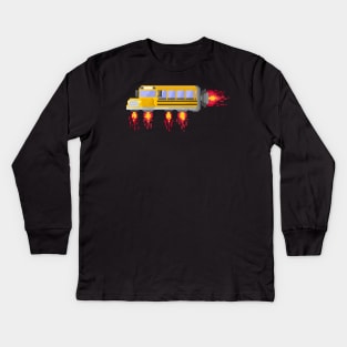 Pixel space school bus Kids Long Sleeve T-Shirt